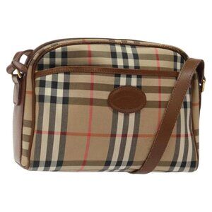 Burberrys Nova Check Shoulder Bag Canvas Beige Gold